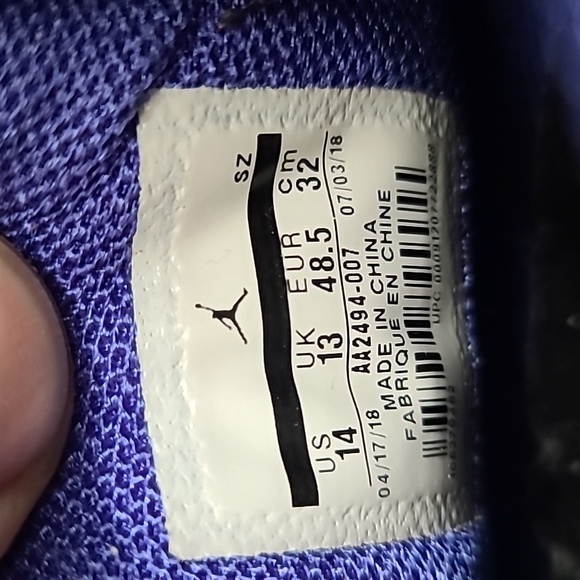 Air Jordan 18 Retro Black Sport Royal 2018 Mens Sneakers AA2494-007 Size 14 - Picture 7 of 16